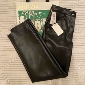 BRAND NEW, UNWORN Aritzia Melina Black Faux Leather Pant
